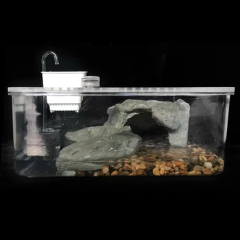 Akvariumas Roplių Bredding Lauke Vėžlio Bakas Rinkinys Vėžlių Buveinių Bakas Žuvų Bakas Mini Tankas Desktop Mini Dekoro Naminių Reikmenys