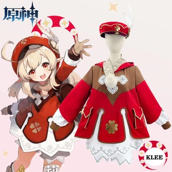 Cosplay Kostiumų Genshin Poveikio Naują Žaidimą Projekto Klee Moterų Cosplay Skrybėlės Viršūnes Kelnės Pirštinės Anime Priedais Rinkiniai Kalėdų