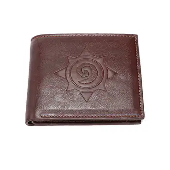 Hearthstone logotipas piniginės Židinys akmens Ruda piniginė Dvigubai lankstymo PU odos Mens kortelės krepšys