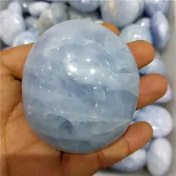 1 vnt karšto pardavimo natūralus mėlyna celestine kristalų rankų akmens reiki healing Madagaskaras brangakmenio būgniniai akmenys, kaip dovaną