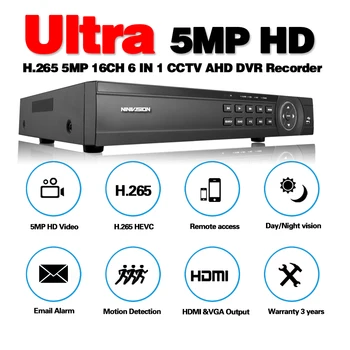 16 Kanalų 5MP HAINAUT DVR NVR Hibridas 6 1 Vaizdo įrašymo už 5MP 4MP 1080P TVI CVI CVBS HAINAUT TL CCTV Saugumo Kameros su 4TB HDD
