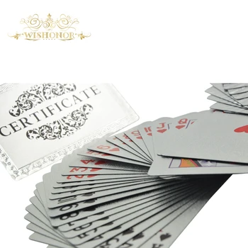 2017 Naujus Produktus Euro 500 Dizaino Pokerio Kortų Sidabro Folija, Pokerio, Kortas, Didmeninė
