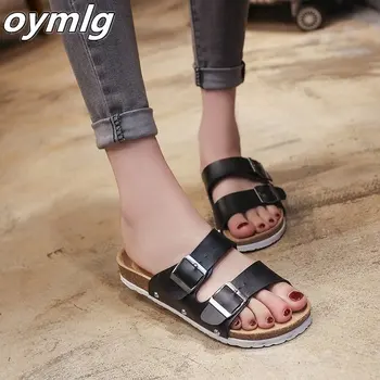 2020 kamštienos paplūdimio bateliai plokščiu dugnu didelio dydžio vasaros sandalai naujas moterų atsitiktinis šlepetės plokščiadugnis anti-slydimo batų