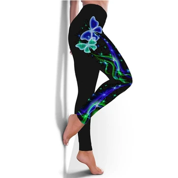 2021 Naujas Mados 2XL 3D Drugelis Plius Dydis Antblauzdžiai High Waisted Sweatpants Moteris Kelnės Holografinis Treniruotės Legging Trouesrs