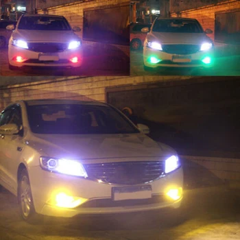 2vnt automobilio rūko žibintai H3 5050 RGB automobilių žibintai rūko lemputės + nuotolinio valdymo pulto LED 12SMD