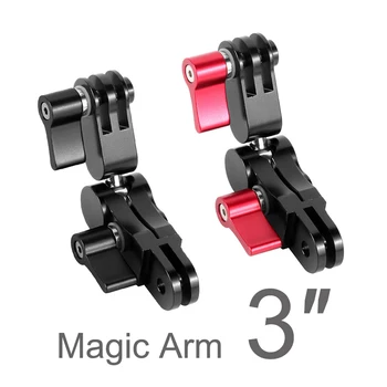 3 Colių Magic Arm Extension Adapter Swivel Bendras Šalmas Trikojo stovo CNC už GoPro Hero 9 8 7 6 5 Yi 4K Sjcam Eken Veiksmo Kameros