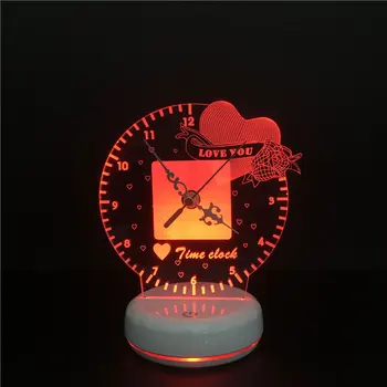 3D led Nakties Šviesos Laikrodis Lempos Romantiškas Širdies Tave Myliu, Magija Vaisių USB Power Touch Jungiklis Spalvinga Nuotolinio Stalo Lempa