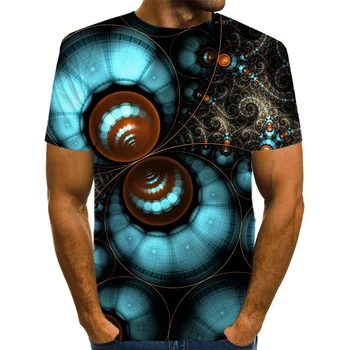 3D naują Trijų dimensijų išmaišykite Vyrų Marškinėlius Vasaros Psichodelinio Spausdinti Tshirts Patikrinti Tunelio Spausdinti Marškinėliai Atsitiktinis Vasaros Viršūnes