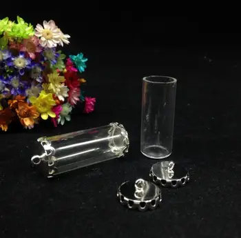 3pcs 28*12mm iš vienos pusės atviras vamzdis stiklo pasaulyje išvados, stiklo butelį vail pandent mados karoliai, stiklo kupolas padengti vaza stiklainiai