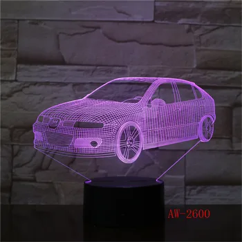 7 Spalvų Keitimas Kūrybos Dovanos Vabalas Automobilių Modeliavimas 3D Led Stalo Lempa Usb Palieskite Mygtuką Transporto priemonės Naktį Žibintai Vaikai AW-2600