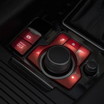 7pcs Automobilio Pavarų Mygtuką Konsolė Rėmo Dangtis Raudona Mazda CX3 CX-4 CX-5 2019 Auto Mygtuką Įrankių dėtuvė Dangčio Apdaila