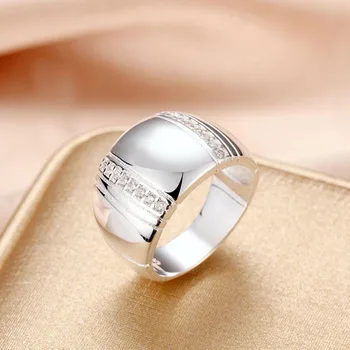925 Sterlingas Sidabro Moteris/ Vyras Mylėtojas CZ Žiedas Crystal Vestuvių Dalyvavimas Didmeninės Mados Piršto Žiedai, Papuošalai
