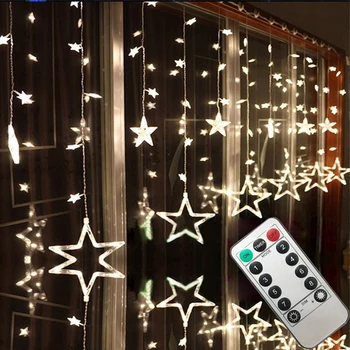AC110V arba 220V Atostogų Apšvietimas LED Pasakų žibintai Star Užuolaidų String luminarias Girliandą Apdailos Kalėdų Vestuvių Šviesos 3M