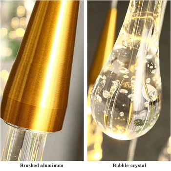 Aukso Vandens lašas Kristalų Kūrybos Pakabukas Šviesos Europos stiliaus Prabangus LED Lempos Moderm Stiklo Patalpų sala Apšvietimo Restoranas