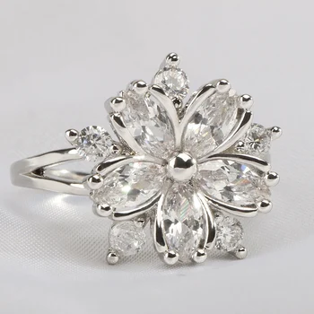 Bague Ringen Klasikinis 925 sterlingas sidabro žiedai moteris su gėlių AAA cirkonis brangakmenių moterys šalis didmeninės dovanų dydis 6-10