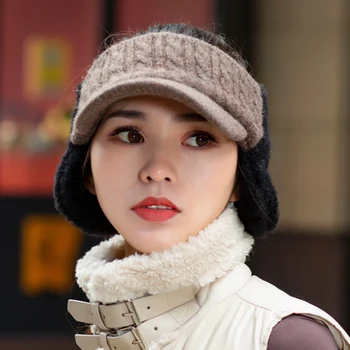 Beanies skrybėlę moterų rudenį ir žiemą laukiniai tuščias top hat mados vilnonių kepurė su ausų apsauga žiemą šiltas ir šaltas megzta kepurė