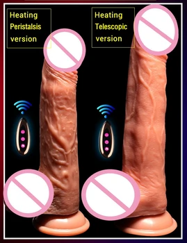 Belaidis Nuotolinio Valdymo Šildymo Teleskopinis Dildo, Vibratoriai USB Įkrovimo Varpos Moterų Masturbacija Prietaiso Suaugusiems, Sekso Žaislai
