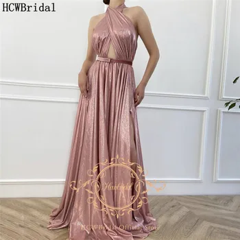 Blizga Blush Pink Arabų Prom Dresses Backless Apynasrio Seksualus Vestuves Suknelė Su Plyšio Plius Dydis Moterų, Ilgai Oficialų Vakare Gown