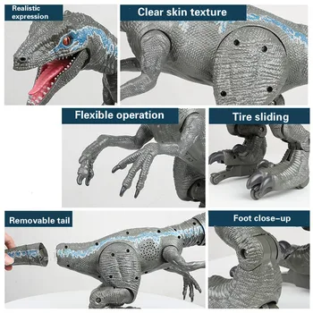 Didelis Dydis 2.4 G RC Dinozaurų Protingas Raptor Gyvūnų Nuotolinio Valdymo Dinozauras Žaislas Elektros Pėsčiomis Gyvūnų Žaislai Vaikams Dovanų