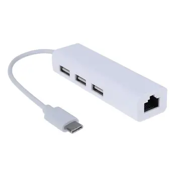 EastVita USB-C USB 3.1 C Tipo su USB RJ45 Ethernet Lan Adapteris Hub Laidą 