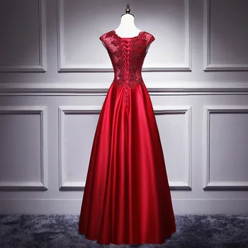 Elegantiškas ir Ilgai stiliaus Pavasario 2019 Vyno Raudoną vakarinę Suknelę Iliuzija V-kaklo Linijos, Keltas Šalis Suknelės Atgal Nėriniai Haute Couture