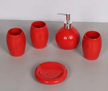 Europos upscale vestuvių dovaną, keramikos, vonios kambarys penkis tualeto reikmenys nustatyti raudona šepečiu puodelis vonios kambarys produktus