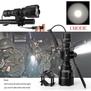 Galingas led 1mode arba 5 režimu medžioklės žibinto lempa, xml l2 flash šviesos, atsparus vandeniui policijos tatical žibintuvėlis žibintų 8000 liumenų žibintuvėlis