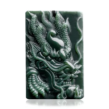 Gamtos Hetian Green Jade Dragon Pakabukas Karoliai Žavesio Papuošalų Mados Aksesuarai Ranka Raižyti Vyras, Moteris, Sėkmės Amuletas Dovanos