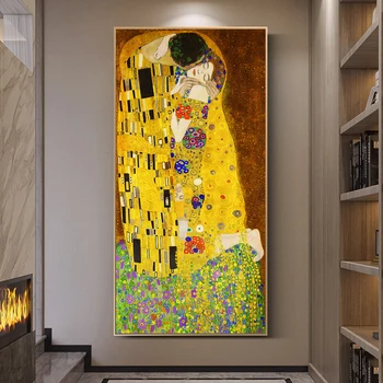 Gustavo Klimto Bučinys Klasikinio Naftos Paveikslų Spausdinimas ant Drobės Meno Plakatų, piešinių Ir Spaudinių Klimto Garsaus Menas Drobė Nuotraukas, Namų Dekoro