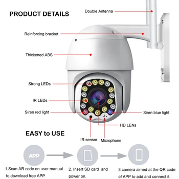 HD Lauko Apsaugos Stebėjimo WiFi Kamera 1080P, 2-Way Audio Pažangus Judesio Aptikimas Ne Kontrolės, VAIZDO stebėjimo, IP Cam Wi-Fi Kamera