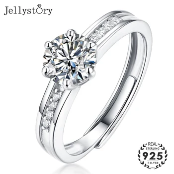 Jellystory prabanga žavesio žiedai 925 sterlingas sidabro 1ct moissanites brangakmenio fine jewelry moterų vestuvės vestuvinis žiedas šalis