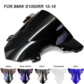 Juoda Motociklas Motociklo priekinis Stiklas BMW S1000RR S1000 RR 1000-2016 Double Bubble priekinis Stiklas, Vėjo Deflektoriai Oro Srautas