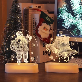 Kalėdų Santa Claus Akrilo 3d Naktį Lempa Vaikams, Miegamojo Puošimas naktinė lempa Naujųjų Metų Dovana Kalėdų USB/Baterijos Powerd Naktį Šviesos