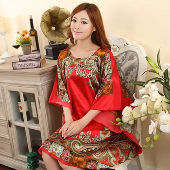 Karšto Pardavimo Vasaros Mados Lady Skraiste Kinijos Moterų Viskozė Vonia Suknelė Yukata Pižamą Naujovė Spausdinti Naktį Suknelė Vienas Dydis