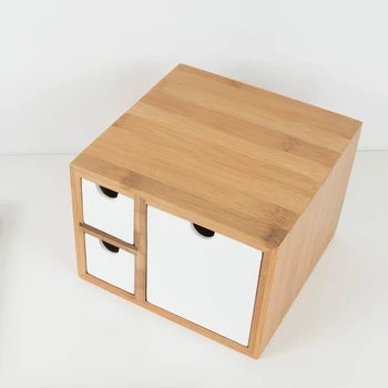 Kūrybos Bambuko Biuro Stalas, Organizatorius su Stalčiais Modernaus Stiliaus Multi-Naudoti Cosmestic/Įvairenybės Laikymo Dėžutė Papuošalų Dėžutė Stalo Dekoras