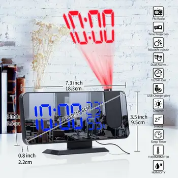 LED Skaitmeninis Laikrodis-Žadintuvas Žiūrėti Lentelėje Elektroninių Darbalaukio Laikrodžius, USB Pabusti FM Radijas Laiko Projektorius Atidėjimo Funkcija Namų Dekoro
