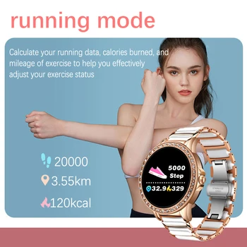 LIGE Diamond Smart Watch Moterų smartwatch Moteris Vandeniui Fitness Tracker Kraujo Spaudimą, Širdies ritmą Pedometer Elektroninių Žiūrėti
