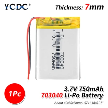 Ličio polimerų baterija 3.7 V 703040 750MA Li-Po Baterija Su PCB DVD, MP3 MP4 MP5 GPS Galia Banko 
