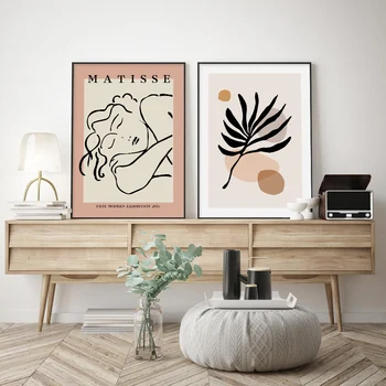 Madinga Abstrakčiai Matisse Piešimo Linijos Augalų Lapai Plakatas Drobės Tapybos Sienos Meno Nuotraukoms Spausdinti skirtą Kambarį Namuose Dekoratyvinis
