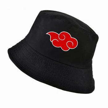 Medvilnės Japonijos Akatsuki Logo cap Anime Naruto Tėtis Skrybėlę Uchiha Šeimos spausdinti kibirą skrybėlės vyrai, Moterys, panama žvejys kepurės