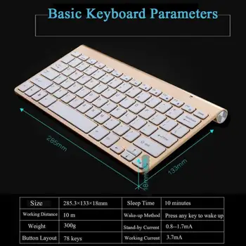 Mini Belaidės Biuras Klaviatūros ir Pelės Rinkinys Su USB Imtuvas Vandeniui 2.4 G Apple Mac/Kompiuterių Klaviatūros