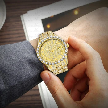 MISSFOX vyriški Žiūrėti 2020 populiariausi Prabangos Prekės Aukso Vyrų Mados Laikrodžiai Vyrams Big Diamond Apyrankės Prabangių Laikrodžių Vyrams, Dovanų Dėžutėje