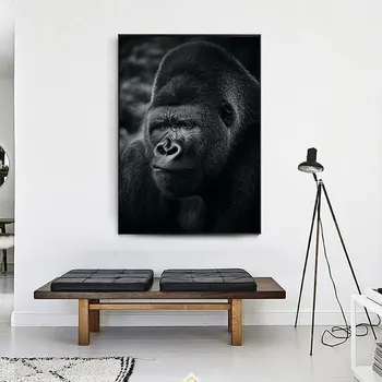 Moderni Juoda Beždžionė Gorila Drobės, Paveikslai, Sienos Meno Gyvūnų Plakatus ir nuotraukas Kambarį Hall Tyrimas, Namų Dekoro Cuadros
