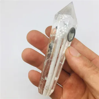 Natūralių kristalų s vamzdžio kristalinis kvarcas Cigarečių laikiklį, kaip dovana 2 kiaurasamtis + 1 šepetys