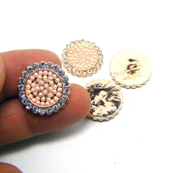 Naujas kristalų, perlų rožė aukso metalo emalio žavesio mados flatback karka mygtukų apdaila priedai 6pcs daug