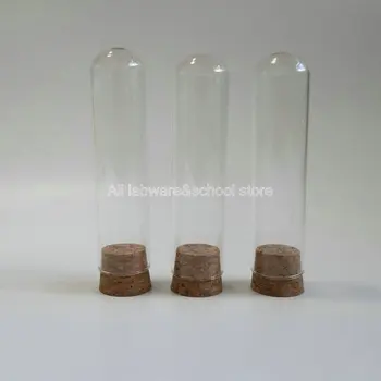 Nemokamas pristatymas lab 25x100mm stiklo apvaliadugnę mėgintuvėliai mažai konteinerių buteliukas su kamštienos