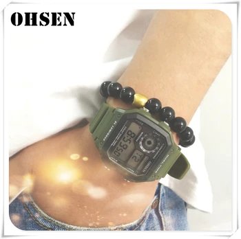 OHSEN Vyrų Skaitmeninis Žiūrėti Žmogus Vandeniui Unisex LED vyriški Žiūrėti Sporto Mens Watches Top Brand Karinės Laikrodis Relogio Masculino Siųsti