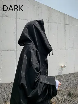 Originalus švarkelis ir moterų vidutinio ilgio prarasti poliarizuota prasme 2020 m. rudenį gobtuvu Harajuku stilius įrankiai striukė
