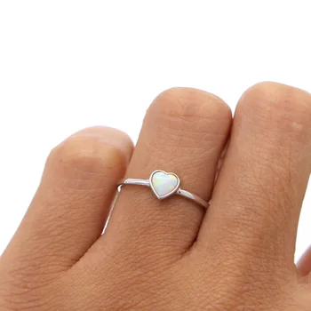 Paprastas Stilius 925 sterlingas sidabro vienas akmuo širdyje, opal Perlas SUBTILUS skanėstas mergina, moteris valentino dovana širdį minimalus žiedas