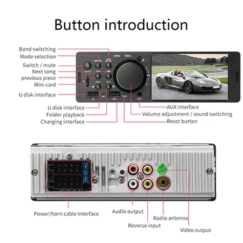 Podofo Automobilio Radijo 1 Din 4.1 Colių Jutiklinis Ekranas, Audio Video MP5 Grotuvas TF USB ISO Nuotolinio Daugiaspalvis Apšvietimas Galvos Vienetas 7805C